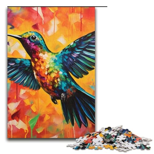 1000-teiliges Puzzle für Erwachsene Psychedelischer Kolibri Papierpuzzle Lernspiel für Erwachsene Herausforderungsspielzeug 1000 Teile (38 x 26 cm) von mowenbingpeng