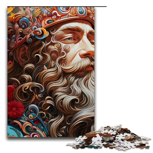 1000-teiliges Puzzle für Erwachsene Psychedelischer Ragnar König von Norwegen Puzzle für Lernspiele Herausforderung Spielzeug Kunstwerk Geschenk 1000 Teile (75 x 50 cm) von mowenbingpeng