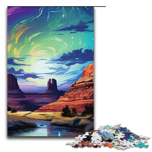 1000-teiliges Puzzle für Erwachsene Psychedelisches Moab Utah bei Nacht Puzzle für Lernspiele Herausforderung Spielzeug Kunstwerk Geschenk 1000 Teile (38 x 26 cm) von mowenbingpeng