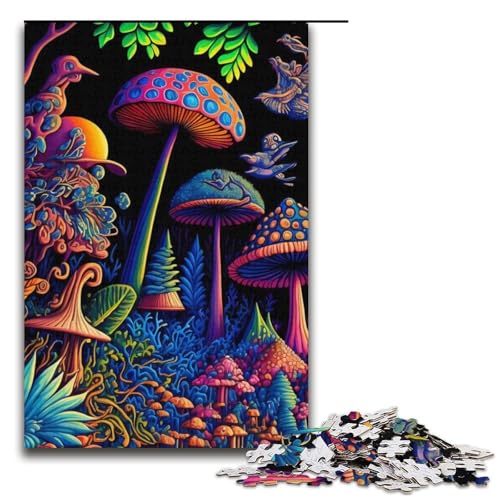 1000-teiliges Puzzle für Erwachsene Psychedelisches Pilzwald-Puzzle Hands-on-Spiel 1000 Teile (38 x 26 cm) von mowenbingpeng