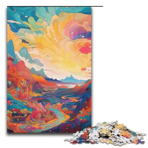 1000-teiliges Puzzle für Erwachsene Psychedelisches Puzzle für Erwachsene Papierpuzzle anspruchsvolles Spiel 1000 Teile (38 x 26 cm) von mowenbingpeng
