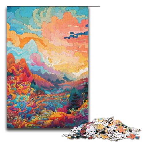 1000-teiliges Puzzle für Erwachsene Psychedelisches Puzzle für Erwachsene Papierpuzzle anspruchsvolles Spiel 1000 Teile (38 x 26 cm) von mowenbingpeng