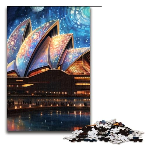 1000-teiliges Puzzle für Erwachsene Psychedelisches Sydney Opera House-Puzzle für Kinder Holzpuzzle Lernspiel für Erwachsene 1000 Teile (75 x 50 cm) von mowenbingpeng