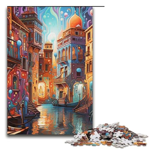1000-teiliges Puzzle für Erwachsene Psychedelisches Venedig-Puzzle für Lernspiele Herausforderung Spielzeug Kunstwerk Geschenk 1000 Teile (38 x 26 cm) von mowenbingpeng