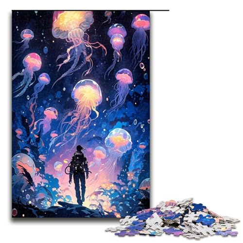 1000 teiliges Puzzle für Erwachsene Quallenwelt Puzzle für Erwachsene Holzpuzzle anspruchsvolles Spiel 1000 Teile (75 x 50 cm) von mowenbingpeng
