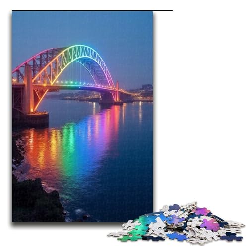 1000-teiliges Puzzle für Erwachsene Regenbogenbrücke Holzpuzzle Lernspiel für Erwachsene Herausforderungsspielzeug 1000 Teile (75 x 50 cm) von mowenbingpeng