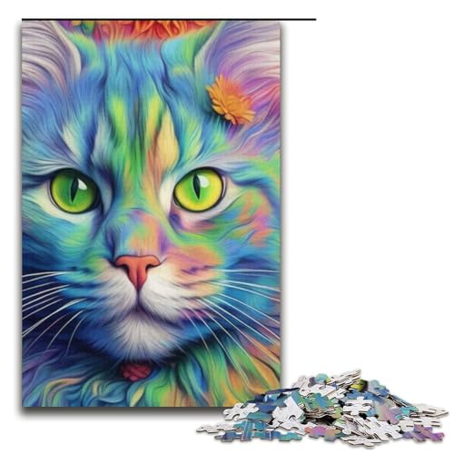 1000-teiliges Puzzle für Erwachsene Regenbogenkatzen-Puzzlespiel perfekte Dekoration für Teenager ab 14 Jahren 1000 Teile (38 x 26 cm) von mowenbingpeng