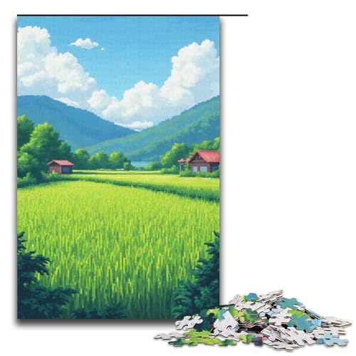 1000-teiliges Puzzle für Erwachsene Reisfelder Puzzle für Erwachsene Holzpuzzle anspruchsvolles Spiel 1000 Teile (38 x 26 cm) von mowenbingpeng
