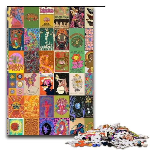 1000-teiliges Puzzle für Erwachsene Retro-Psychedelisches Puzzle Hands-on-Spiel 1000 Teile (75 x 50 cm) von mowenbingpeng