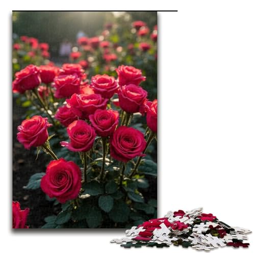 1000-teiliges Puzzle für Erwachsene Rosen-Holzpuzzle Lernspiel für Erwachsene Herausforderungsspielzeug 1000 Teile (75 x 50 cm) von mowenbingpeng