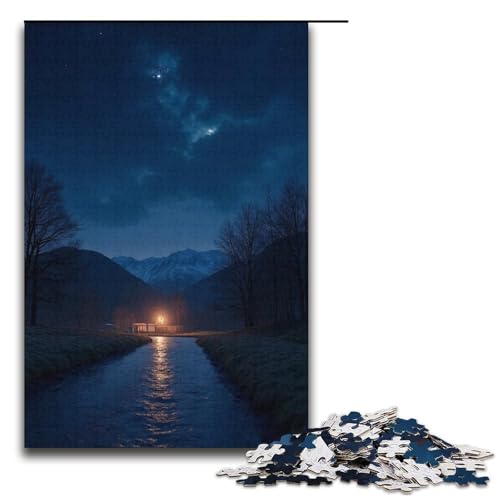 1000-teiliges Puzzle für Erwachsene Ruhige Nacht Puzzle praktisches Spiel 1000 Teile (38 x 26 cm) von mowenbingpeng