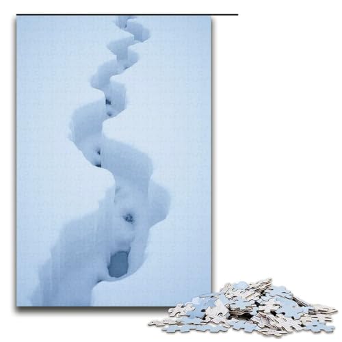 1000-teiliges Puzzle für Erwachsene Schneefuchsspuren Puzzle Geschenke Geburtstagsgeschenke für Teenager ab 14 Jahren 1000 Teile (38 x 26 cm) von mowenbingpeng