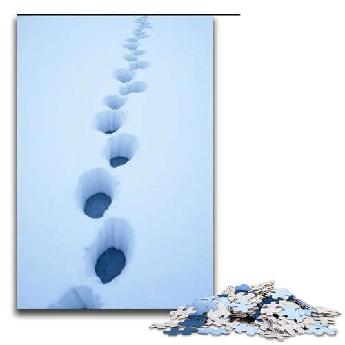 1000-teiliges Puzzle für Erwachsene Schneefuchsspuren Puzzle für Erwachsene Holzpuzzle anspruchsvolles Spiel 1000 Teile (75 x 50 cm) von mowenbingpeng