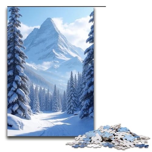 1000-teiliges Puzzle für Erwachsene Schneepass-Puzzle für Kinder Holzpuzzle Lernspiel für Erwachsene 1000 Teile (75 x 50 cm) von mowenbingpeng