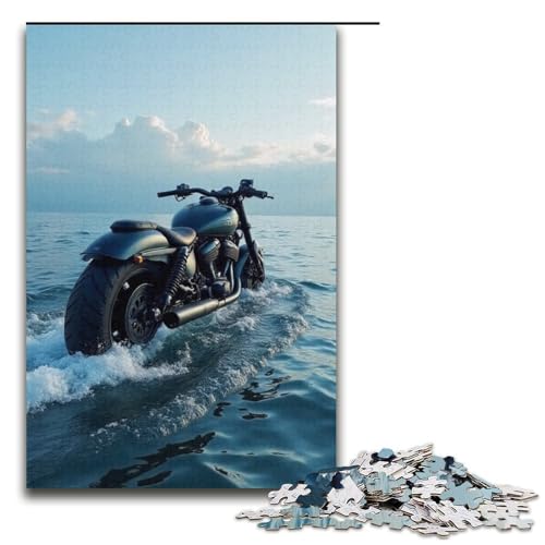1000-teiliges Puzzle für Erwachsene Seemotorrad Holzpuzzle Lernspiel für Erwachsene Herausforderungsspielzeug 1000 Teile (38 x 26 cm) von mowenbingpeng