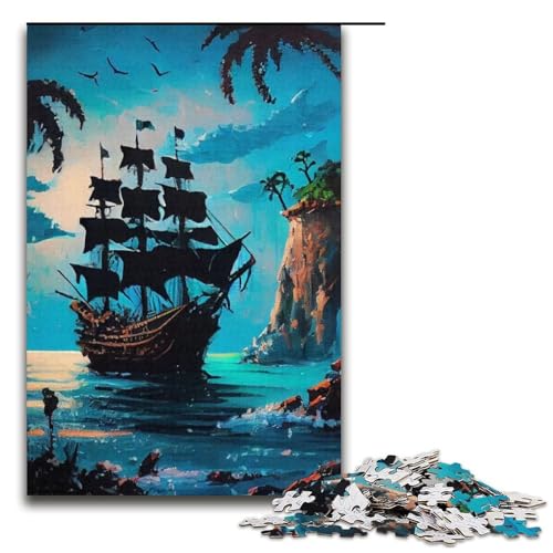 1000-teiliges Puzzle für Erwachsene Segel-Piratenschiff-Puzzle Hands-on-Spiel 1000 Teile (38 x 26 cm) von mowenbingpeng