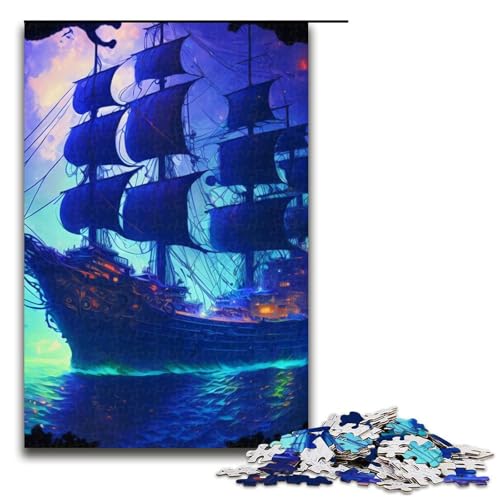 1000-teiliges Puzzle für Erwachsene Segel-Piratenschiff Puzzle für Lernspiele Herausforderung Spielzeug Kunstwerk Geschenk 1000 PCS (75 x 50 cm) von mowenbingpeng