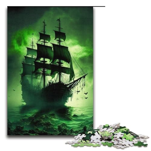 1000-teiliges Puzzle für Erwachsene Segel-Piratenschiff-Spiel Puzzles ganze Familie 1000 PCS (38 x 26 cm) von mowenbingpeng