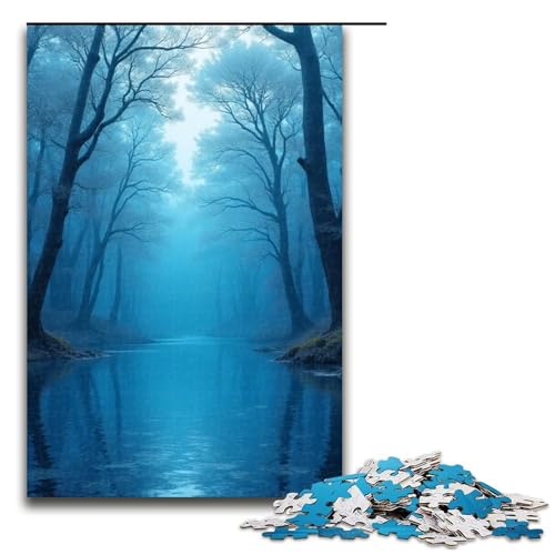 1000-teiliges Puzzle für Erwachsene Spring Water Blue Puzzle für Kinder Holzpuzzle Lernspiel für Erwachsene 1000 Teile (75 x 50 cm) von mowenbingpeng