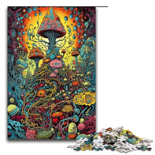 1000 teiliges Puzzle für Erwachsene Trippy Mushroom Medley Puzzle für Kinder Holzpuzzle Lernspiel für Erwachsene 1000 Teile (38 x 26 cm) von mowenbingpeng