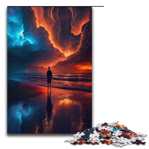 1000 teiliges Puzzle für Erwachsene Tropische Sonnenuntergangsstürme Holzpuzzle Lernspiel für Erwachsene Herausforderungsspielzeug 1000 Teile (38 x 26 cm) von mowenbingpeng