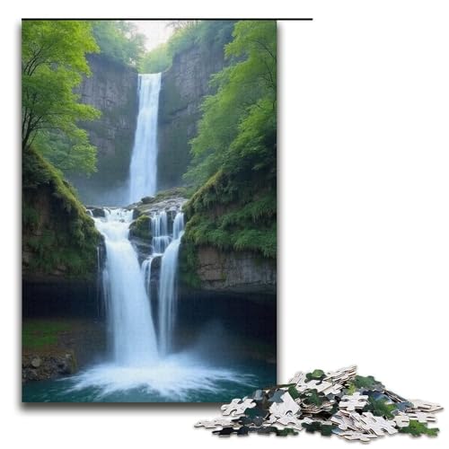 1000-teiliges Puzzle für Erwachsene Wasserfall-Holzpuzzle Lernspiel für Erwachsene Herausforderungsspielzeug 1000 Teile (38 x 26 cm) von mowenbingpeng