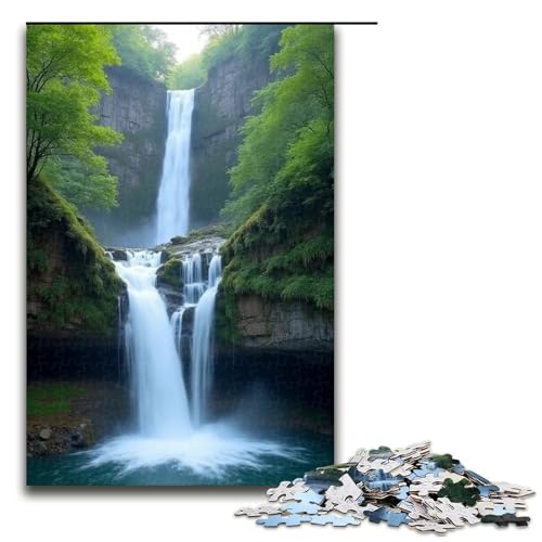 1000-teiliges Puzzle für Erwachsene Wasserfall-Puzzle für Erwachsene Holzpuzzle anspruchsvolles Spiel 1000 Teile (75 x 50 cm) von mowenbingpeng