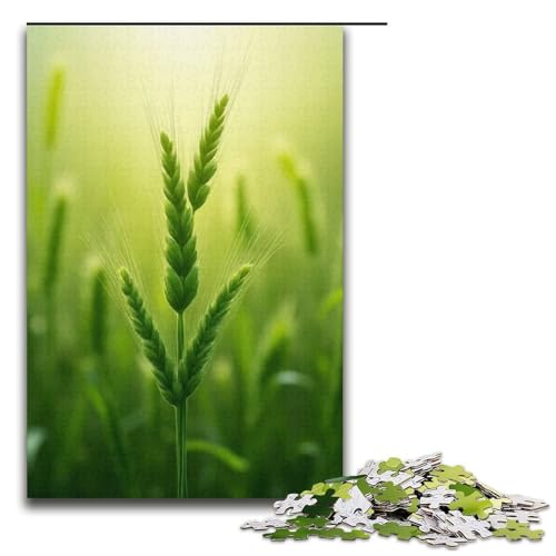 1000-teiliges Puzzle für Erwachsene Weizenfeld grünes Puzzle für Lernspiele Herausforderung Spielzeug Kunstwerk Geschenk 1000 Teile (38 x 26 cm) von mowenbingpeng