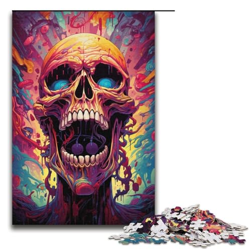 1000-teiliges Puzzle für Erwachsene Zeichnen von bösen Monstern Holzpuzzles für Erwachsene Lernspiel Herausforderungsspielzeug 1000 Teile (38 x 26 cm) von mowenbingpeng