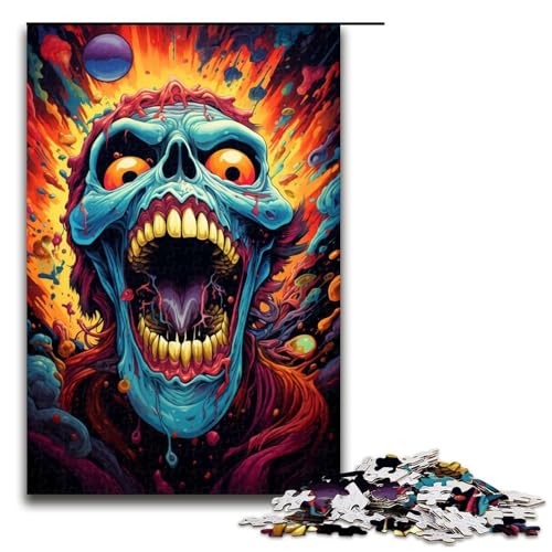 1000-teiliges Puzzle für Erwachsene Zeichnen von bösen Monstern Holzpuzzles für Erwachsene Lernspiel Herausforderungsspielzeug 1000 Teile (75 x 50 cm) von mowenbingpeng