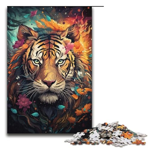 1000-teiliges Puzzle für Erwachsene Zeichnung eines wütenden Tigers Puzzle für Lernspiele Herausforderung Spielzeug Kunstwerk Geschenk 1000 Teile (38 x 26 cm) von mowenbingpeng