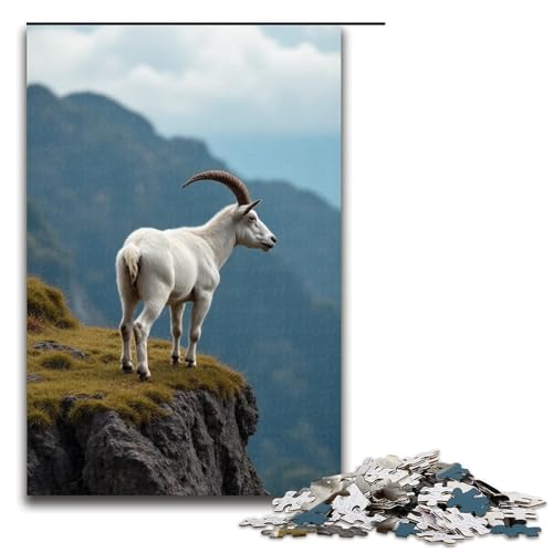 1000-teiliges Puzzle für Erwachsene Ziege auf der Klippe Puzzle für Erwachsene Holzpuzzle anspruchsvolles Spiel 1000 Teile (75 x 50 cm) von mowenbingpeng