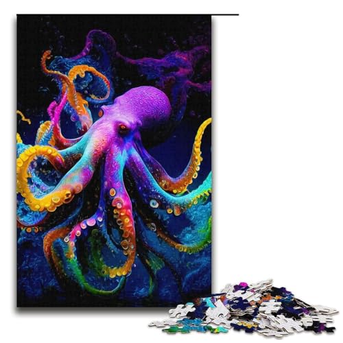 1000-teiliges Puzzle für Erwachsene bunter Oktopus. Puzzle für Lernspiele Herausforderung Spielzeug Kunstwerk Geschenk 1000 Teile (38 x 26 cm) von mowenbingpeng