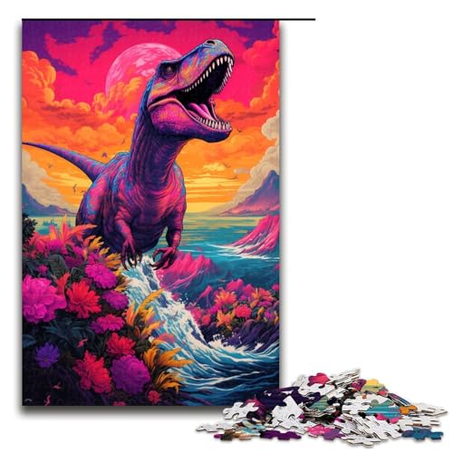 1000-teiliges Puzzle für Erwachsene bunter Tyrannosaurus Rex aus „The Future Puzzle“ praktisches Spiel 1000 Teile (75 x 50 cm) von mowenbingpeng