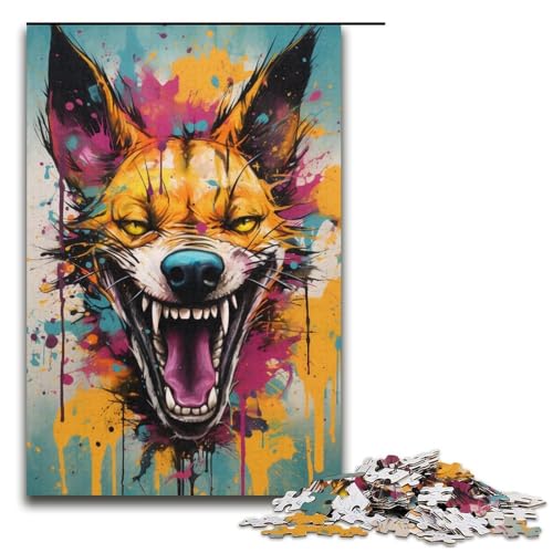 1000-teiliges Puzzle für Erwachsene bunter Wildhund Holzpuzzle für Erwachsene und Kinder Stressabbau-Tool 1000 PCS (38 x 26 cm) von mowenbingpeng
