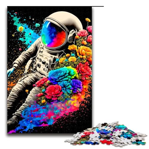 1000-teiliges Puzzle für Erwachsene buntes Astronauten-Holzpuzzle Lernspiel für Erwachsene Herausforderungsspielzeug 1000 Teile (75 x 50 cm) von mowenbingpeng