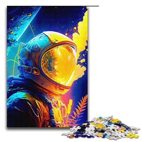1000-teiliges Puzzle für Erwachsene buntes Astronauten-Puzzle praktisches Spiel 1000 Teile (38 x 26 cm) von mowenbingpeng