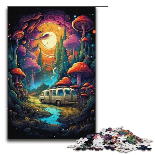 1000-teiliges Puzzle für Erwachsene buntes Auto bei Nacht Spielpuzzle ganze Familie 1000 Teile (38 x 26 cm) von mowenbingpeng