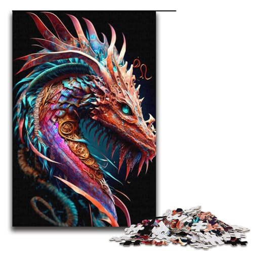 1000-teiliges Puzzle für Erwachsene buntes Drachen-Puzzle für Erwachsene Papierpuzzle anspruchsvolles Spiel 1000 Teile (38 x 26 cm) von mowenbingpeng