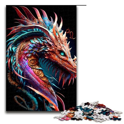 1000-teiliges Puzzle für Erwachsene buntes Drachen-Puzzle für Kinder Holzpuzzle Lernspiel für Erwachsene 1000 Teile (75 x 50 cm) von mowenbingpeng
