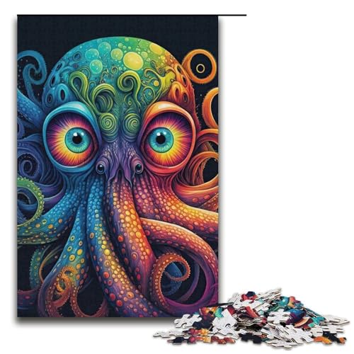 1000-teiliges Puzzle für Erwachsene buntes Oktopus-Papierpuzzle für Erwachsene und Kinder Stressabbau-Tool 1000 PCS (38 x 26 cm) von mowenbingpeng