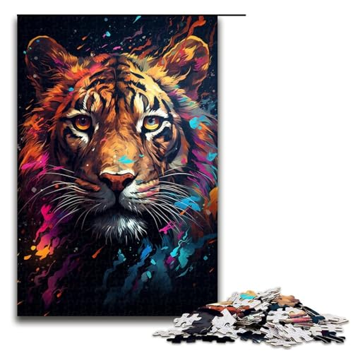 1000-teiliges Puzzle für Erwachsene buntes Tiger-Puzzle für Erwachsene Holzpuzzle anspruchsvolles Spiel 1000 Teile (75 x 50 cm) von mowenbingpeng