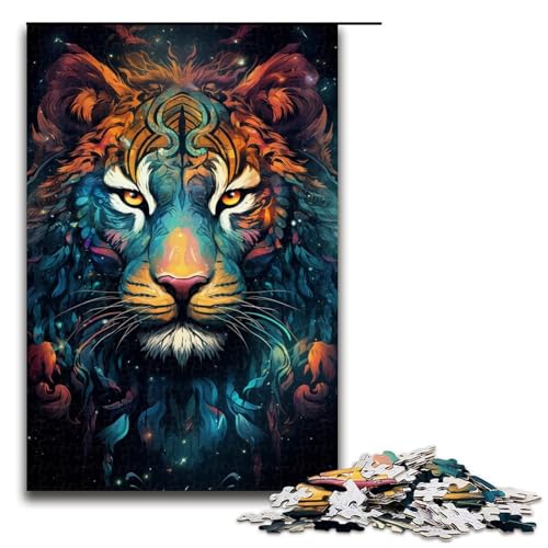 1000-teiliges Puzzle für Erwachsene buntes Tiger-Puzzle praktisches Spiel 1000 Teile (75 x 50 cm) von mowenbingpeng