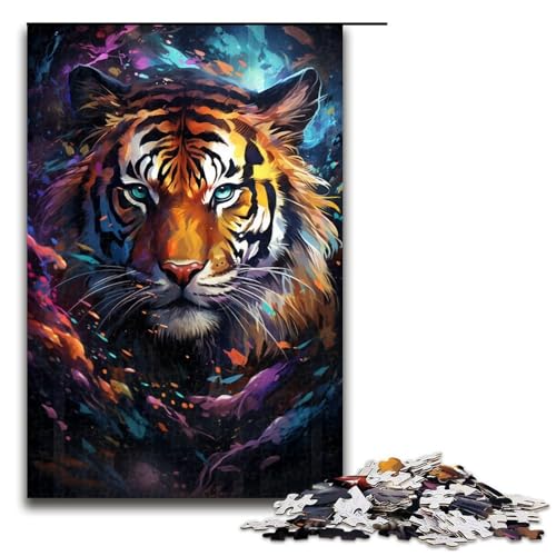 1000-teiliges Puzzle für Erwachsene buntes Tiger-Puzzle praktisches Spiel 1000 Teile (75 x 50 cm) von mowenbingpeng