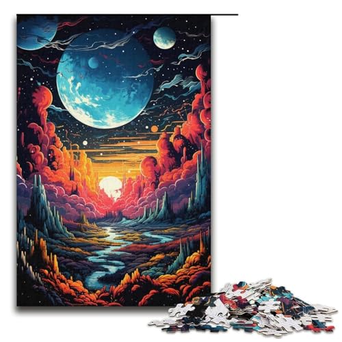 1000-teiliges Puzzle für Erwachsene buntes Universum-Mal-Puzzlespiel perfekte Dekoration für Teenager ab 14 Jahren 1000 Teile (38 x 26 cm) von mowenbingpeng
