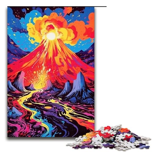 1000-teiliges Puzzle für Erwachsene buntes Vulkanausbruch-Puzzle für Kinder Holzpuzzle Lernspiel für Erwachsene 1000 Teile (75 x 50 cm) von mowenbingpeng