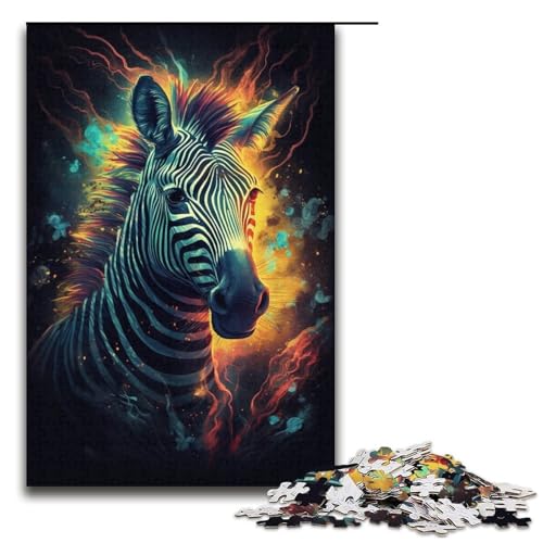 1000-teiliges Puzzle für Erwachsene buntes Zebra-Puzzle Lernspiel Herausforderung Spielzeug Kunstwerk Geschenk 1000 Teile (38 x 26 cm) von mowenbingpeng