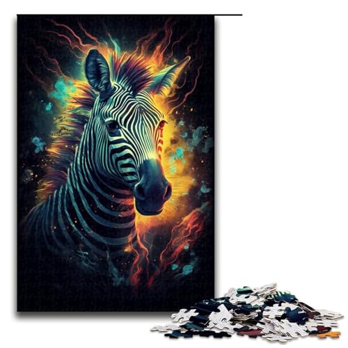 1000-teiliges Puzzle für Erwachsene buntes Zebra-Puzzle Lernspiel Herausforderung Spielzeug Kunstwerk Geschenk 1000 Teile (75 x 50 cm) von mowenbingpeng
