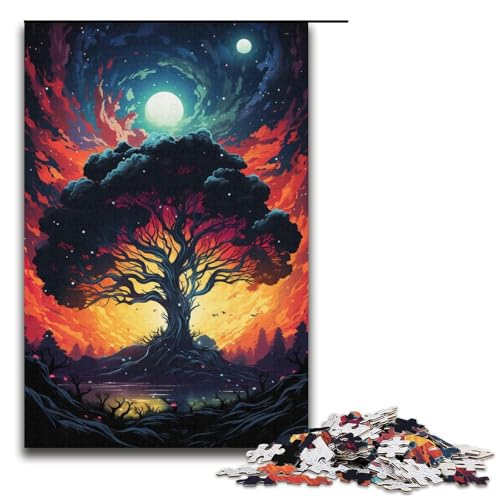 1000-teiliges Puzzle für Erwachsene buntes psychedelisches Baum-Puzzle für Erwachsene Holzpuzzle anspruchsvolles Spiel 1000 Teile (38 x 26 cm) von mowenbingpeng
