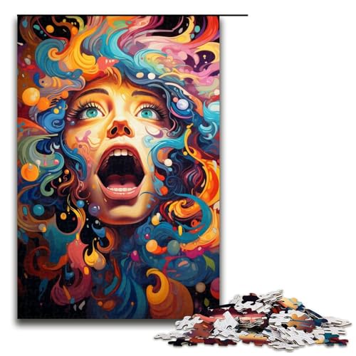 1000-teiliges Puzzle für Erwachsene buntes psychedelisches Frauen-Puzzle für Erwachsene Holzpuzzle anspruchsvolles Spiel 1000 Teile (75 x 50 cm) von mowenbingpeng